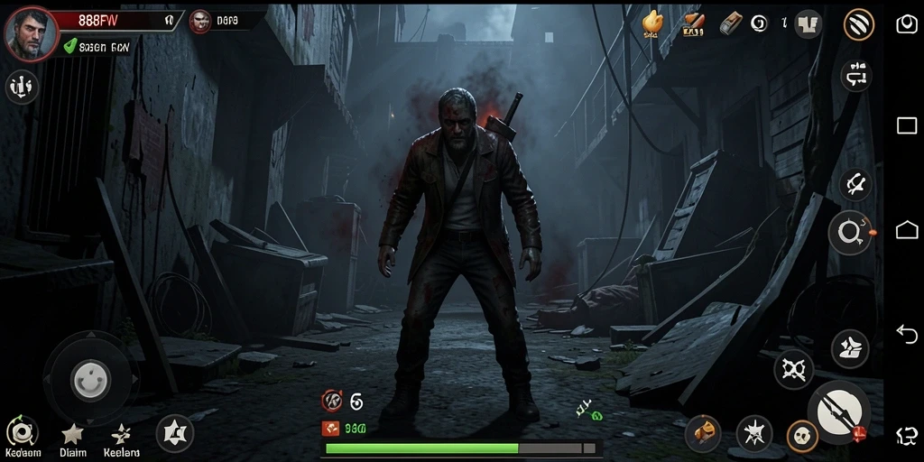 Screenshot gameplay 888FW menampilkan suasana menegangkan dan hantu yang menyeramkan.