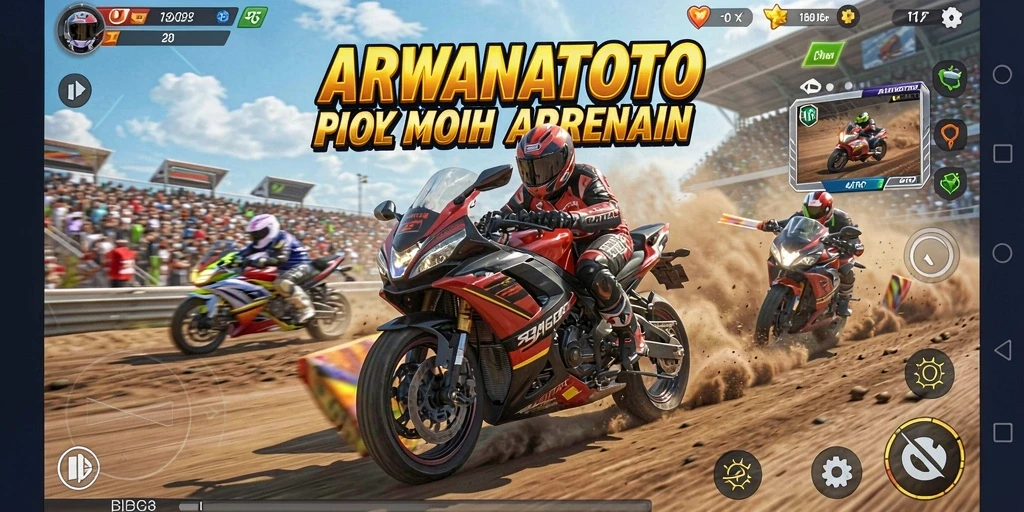Tampilan menarik dari gameplay balapan motor ARWANATOTO.