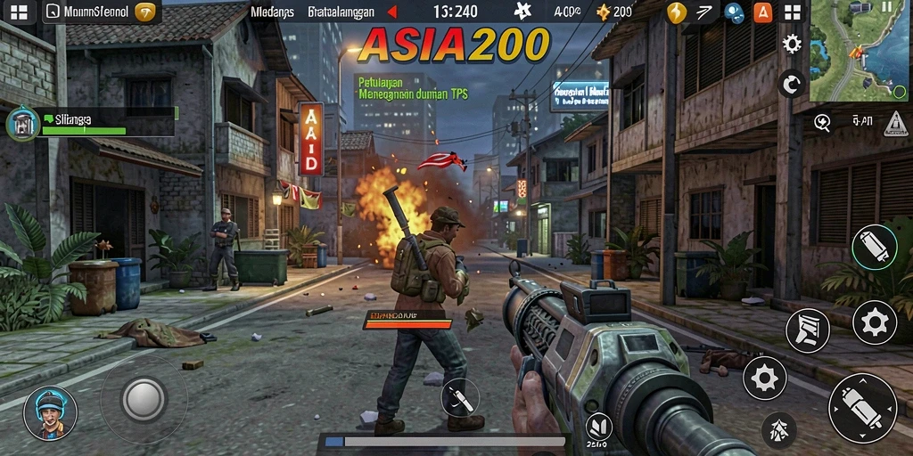 Tangkap layar ASIA200 dengan aksi menembak yang menegangkan.