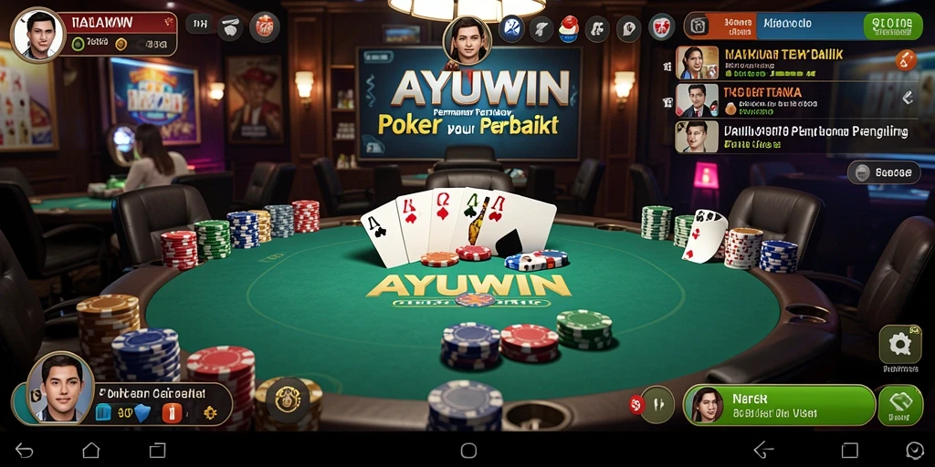 Tampilan gameplay Poker yang mendebarkan di AYUWIN.