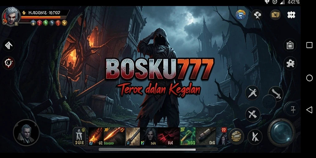 Screenshot utama BOSKU777 menampilkan pemain dalam momen ketegangan.
