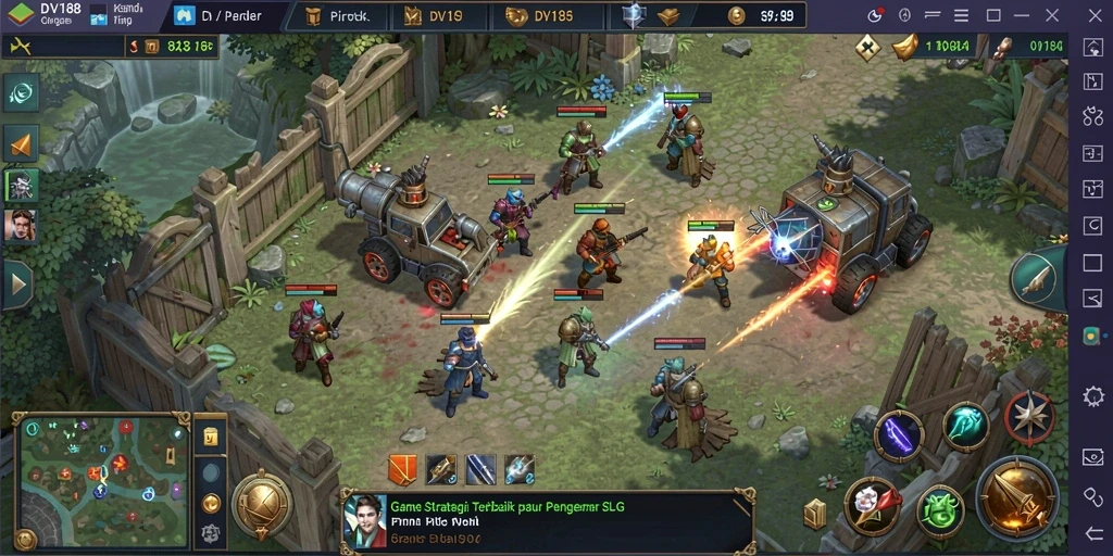 Screenshot gameplay DV188 menampilkan pertempuran strategi yang seru.