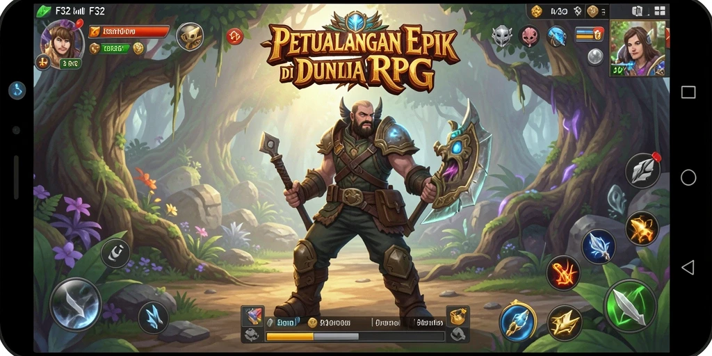 Tampilan menarik dari gameplay RPG F32 dengan aksi mendebarkan.