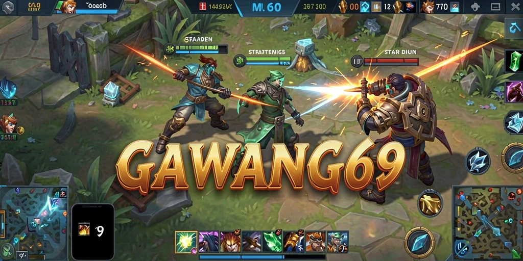 Screenshot gameplay GAWANG69 menampilkan aksi seru dalam pertarungan tim.