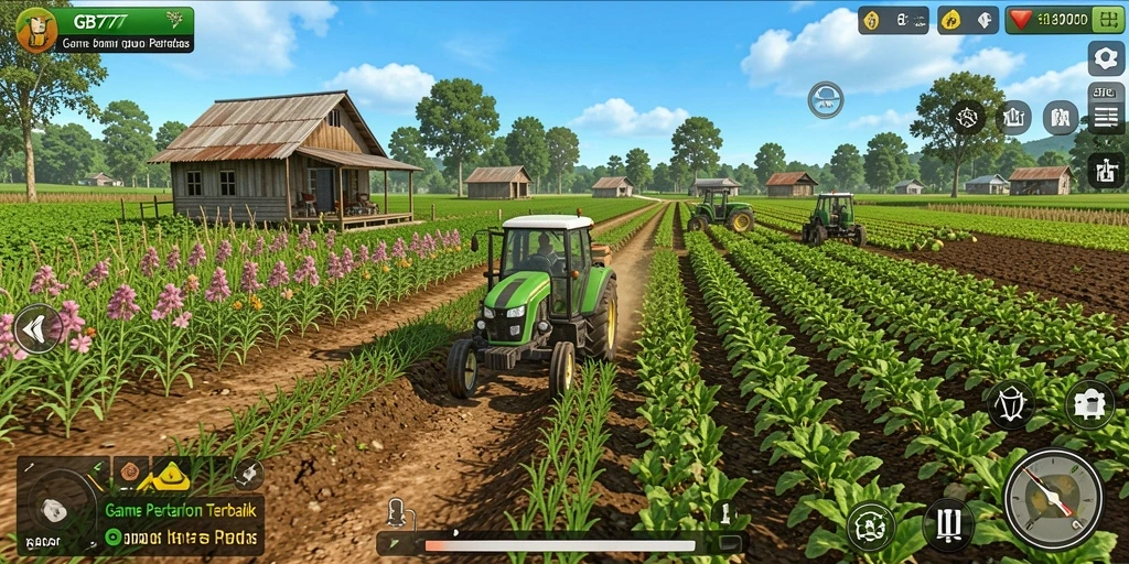 Screenshot gameplay GB777 menampilkan aktivitas bertani yang seru dan interaktif.