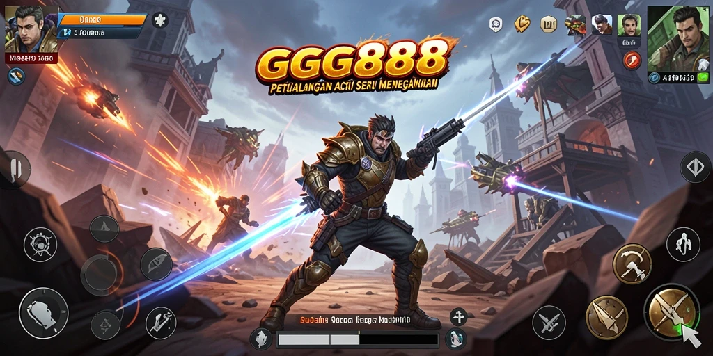 Screenshot GGG888 menampilkan aksi seru dan karakter dinamis dalam pertempuran.