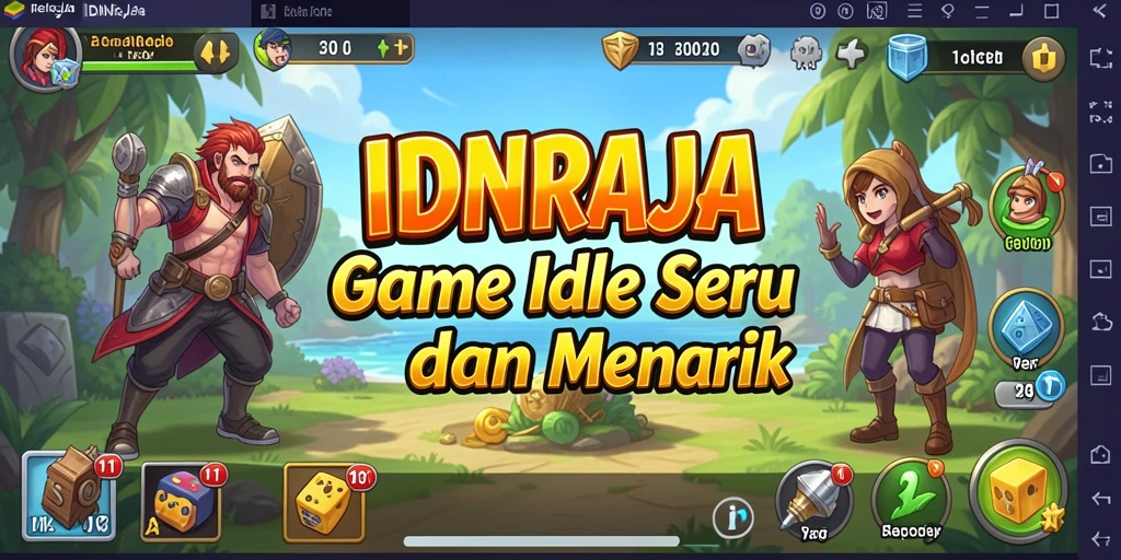 Tampilan gameplay seru IDNRAJA dengan sistem Idle yang menarik.
