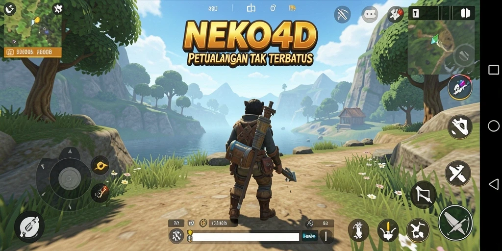Tampilan gameplay NEKO4D di dunia terbuka yang luas.