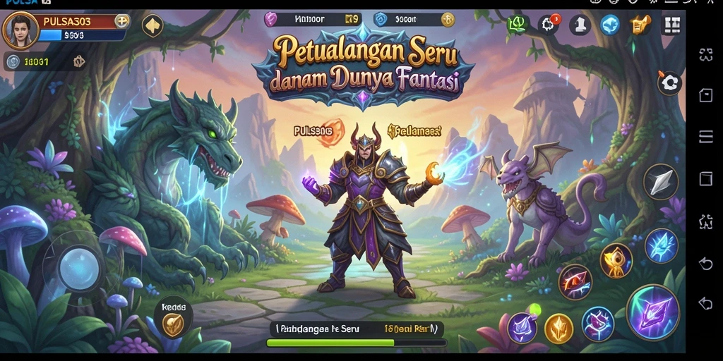 Tampilan gameplay PULSA303 dengan karakter menjelajahi dunia petualangan.