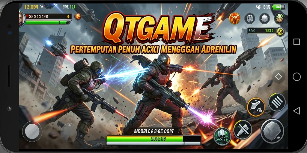 Tampilan aksi mendebarkan dari QTGAME saat bertarung di arena.