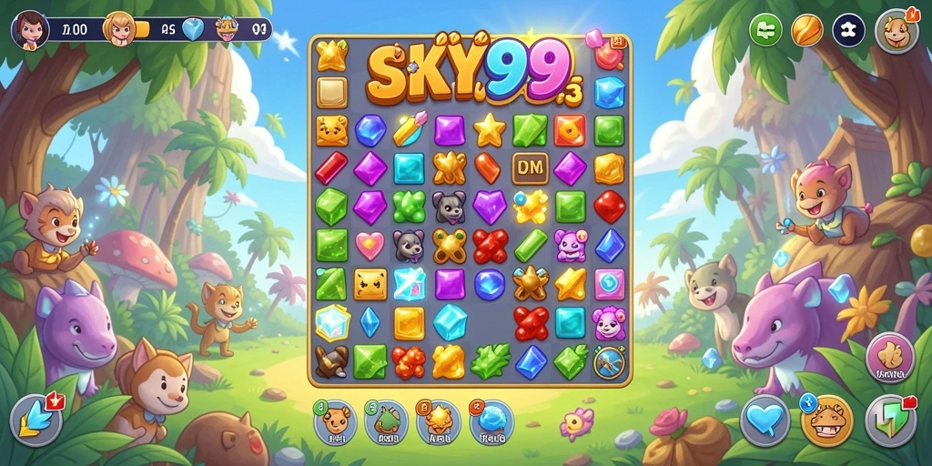 Screenshot gameplay <strong>SKY99</strong> menampilkan kombinasi elemen yang menarik.