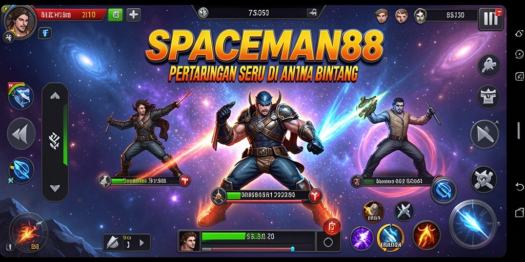 Tampilan gameplay menegangkan di luar angkasa dalam SPACEMAN88.