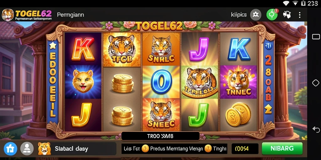 Screenshot gameplay TOGEL62 yang mendebarkan dengan tampilan slot yang menarik.