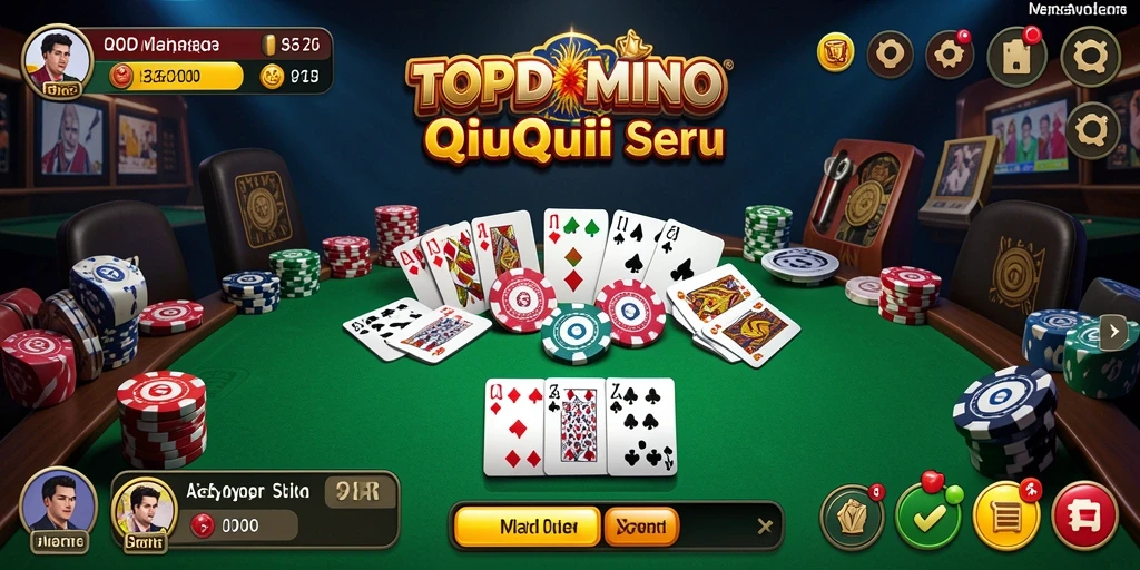 Screenshot gameplay TOPDOMINO menampilkan adu strategi QiuQiu yang seru.