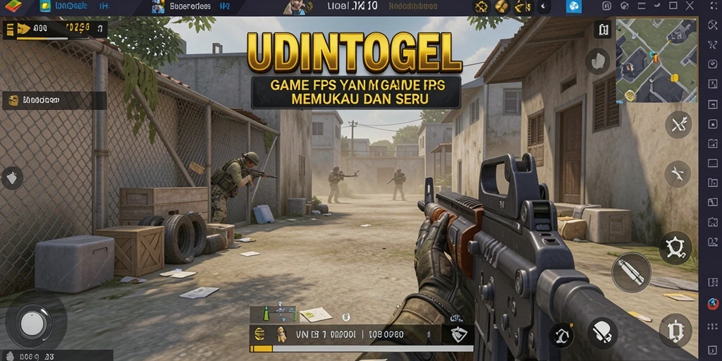 Screenshot gameplay UDINTOGEL yang menunjukkan aksi menembak yang intens.
