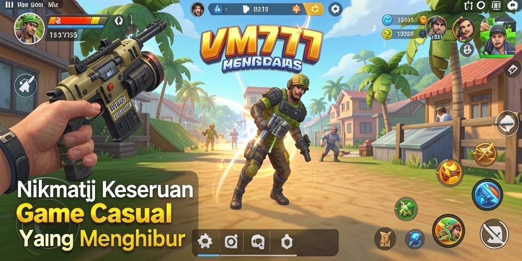 Tampilan gameplay VM777 yang cerah dan menyenangkan.