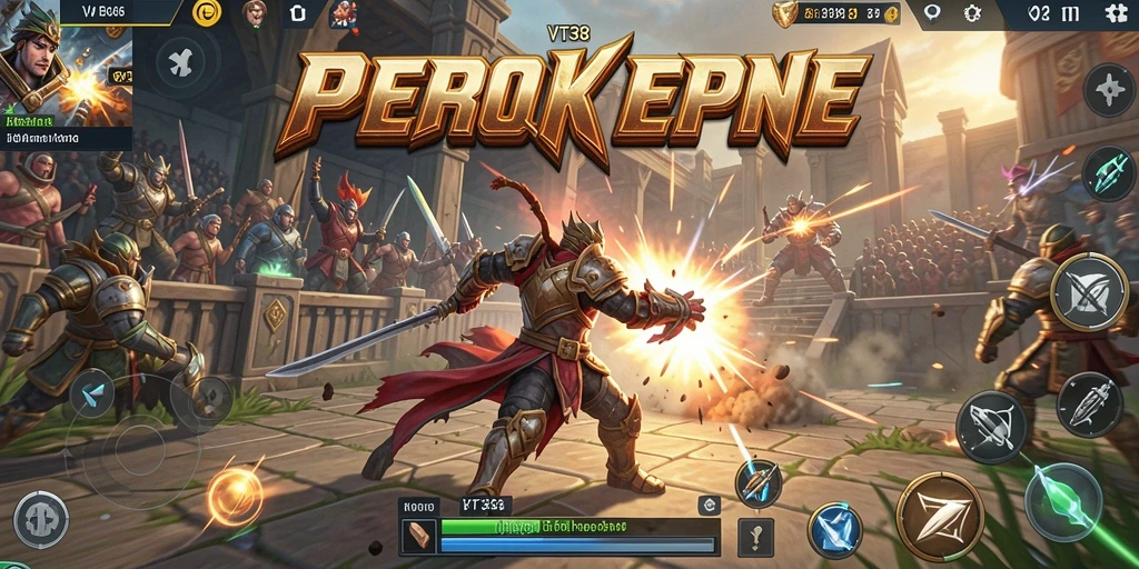 Gameplay VT38 menunjukkan pertarungan seru dan gerakan karakter yang dinamis.