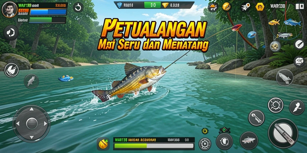 Screenshot utama WAR138 menampilkan gameplay memancing yang mengasyikkan.